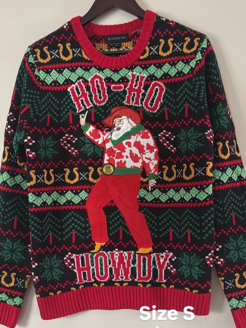 Blizzard Bay HO-HO HOWDY Western Santa Holiday Sweater - Red/Green/Black
